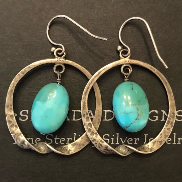 Vintage Silpada Sterling Silver Turquoise Earrings - Picture 4 of 14